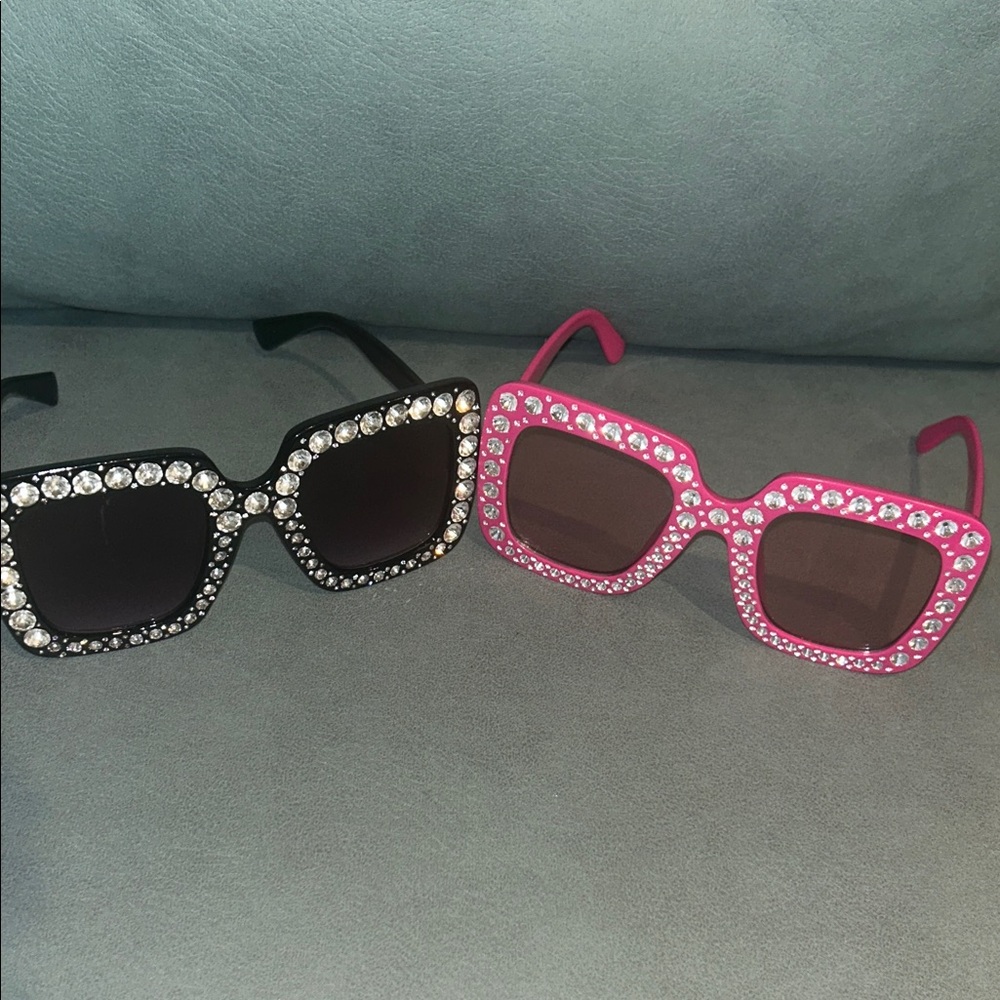 Black and Pink Rhinestone Sunglasses (sold separately. Indicate color requested)